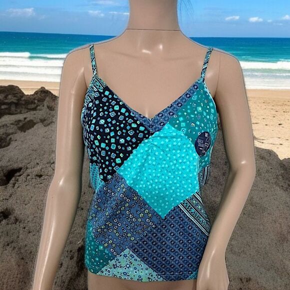 Y2K Patchwork Print FITTED Tank Top M NEW Vtg 90s Bra Cami Fairy Bohemian Hippie - Picture 16 of 16